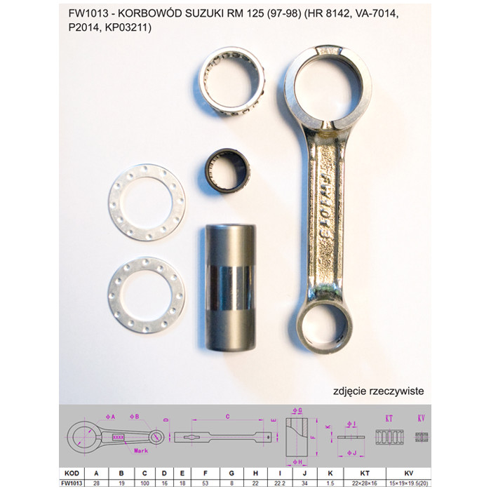 FLYWAY connecting rod SUZUKI RM 125 (RM125) '97-'98 (HR 8142, VA-7014, P2014, KP03211)