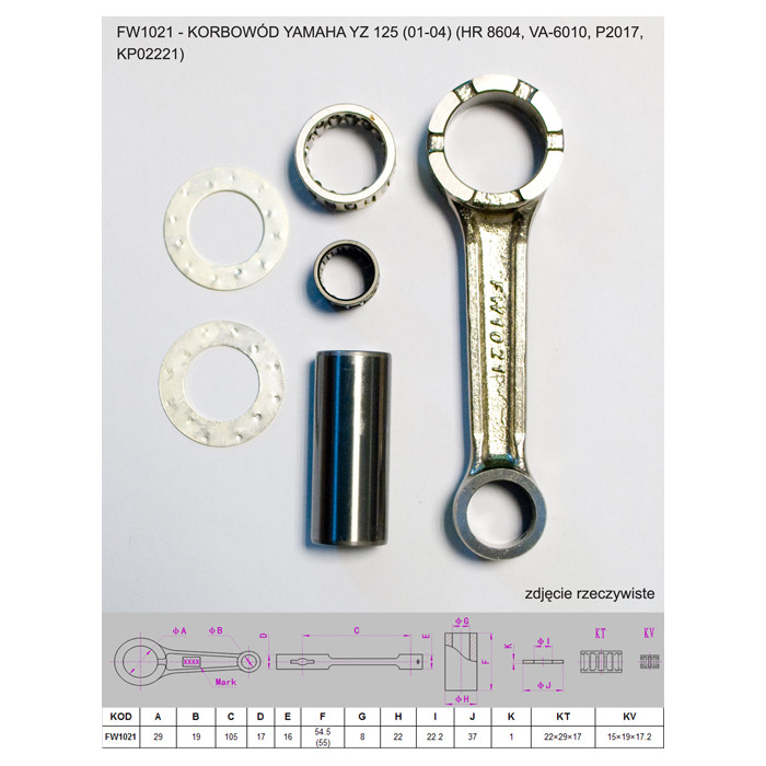FLYWAY connecting rod YAMAHA YZ 125 (YZ125) '01-'04 (HR 8604, VA-6010, P2017, KP02221)