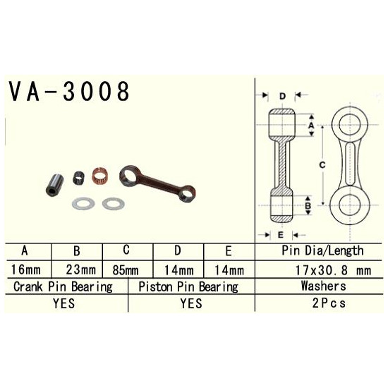 VESRAH connecting rod KAWASAKI KSF 80 (KSF80) '03-'06, SUZUKI LT 80 (LT80) '87-'06 (VA3008) (MADE IN JAPAN)