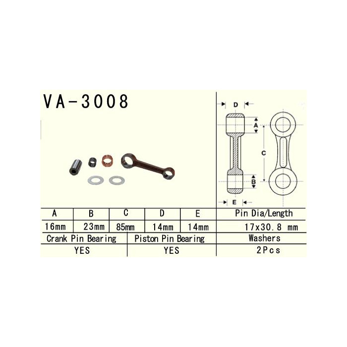 VESRAH connecting rod KAWASAKI KSF 80 (KSF80) '03-'06, SUZUKI LT 80 (LT80) '87-'06 (VA3008) (MADE IN JAPAN)