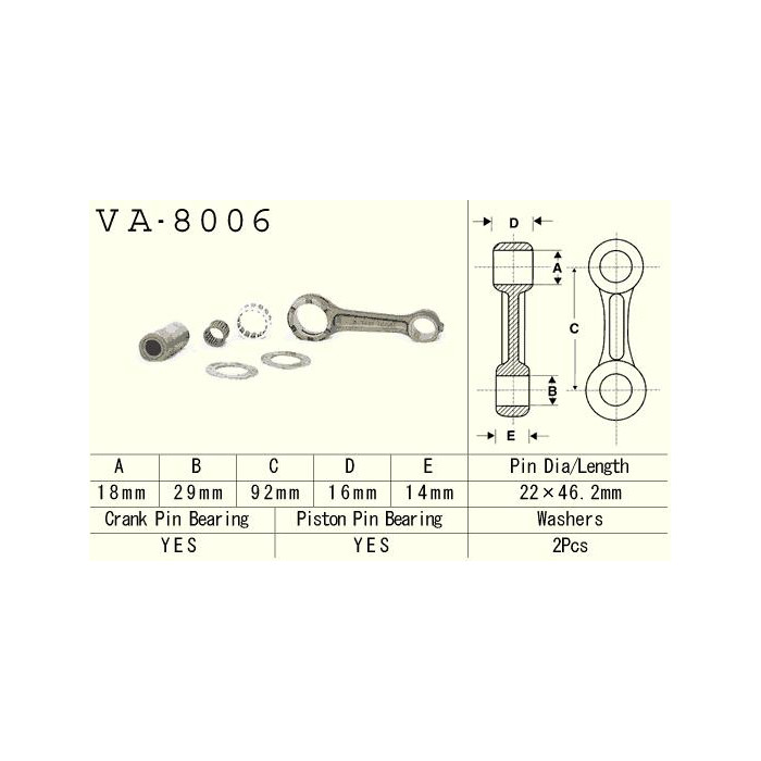 VESRAH connecting Rod KAWASAKI KX 80 (KX80) '92 -'97 (VA8006) (Made in Japan)