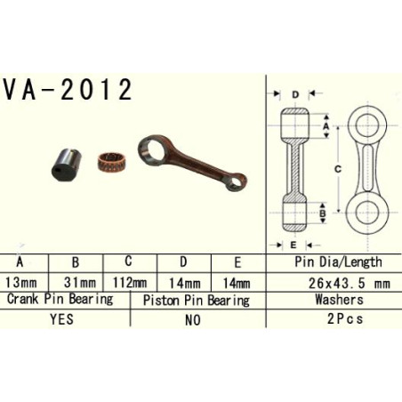VESRAH švaistiklis YAMAHA YFM 125 (YFM125) GRIZZLY '04-'13, YFM 125 (YFM125) HUNTER '05-'08, YFA 125 (YFA125) BREZZE '89-'04 (VA