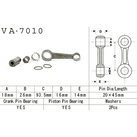 VESRAH connecting rod SUZUKI RM 80 (RM80) '91-'01 (VA7010) (MADE IN JAPAN)