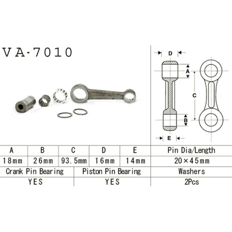 VESRAH connecting rod SUZUKI RM 80 (RM80) '91-'01 (VA7010) (MADE IN JAPAN)
