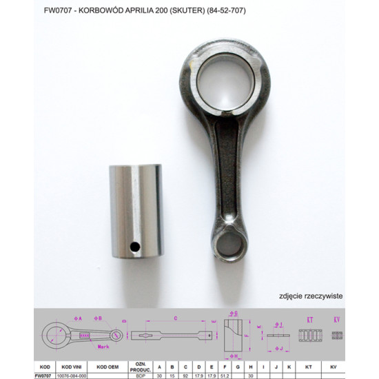 FLYWAY (PLATT) connecting rod APRILIA 200 (SCOOTER) (84-52-707)