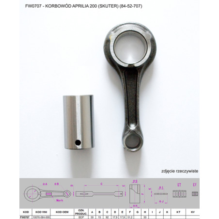 FLYWAY (PLATT) connecting rod APRILIA 200 (SCOOTER) (84-52-707)