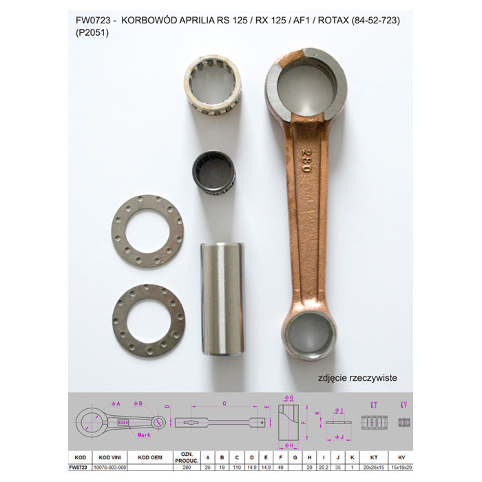 FLYWAY (PLATT) connecting rod APRILIA RS 125 / RX 125 / AF1 / ROTAX (84-52-723) (P2051)
