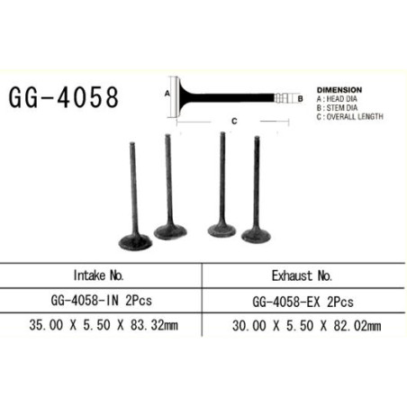 VESRAH intake valve KAWASAKI KLX 450 '08-'12 (for 2 engines) titanium (MADE IN JAPAN)
