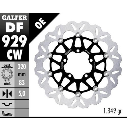 GALFER diskas priekis TRIUMPH TIGER 850 24, TIGER 900 20-24, TIGER 1200 20-24 (320X83X5MM)