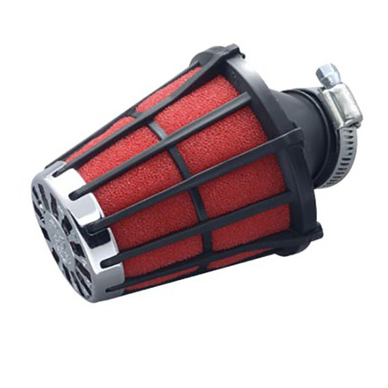 AIR FILTER MALOSSI E5 Ø28 SPECIFIC FOR PEUGEOT SPEEDFIGHT / TREKKER BLACK WITH RED FOAM
