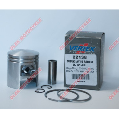 VERTEX stūmoklis SUZUKI MORINI, DERBI (scooter 50 CCM) (42,50mm+1,50mm) pirštas 10mm