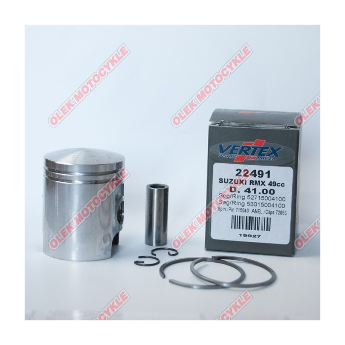 VERTEX stūmoklis SUZUKI RMX 50 (RMX50), LT 50 QUADRUNNER, MORINI pirštas 12mm (žiedai 53015004150 X 1, 52715004150 X 1) (41,50mm