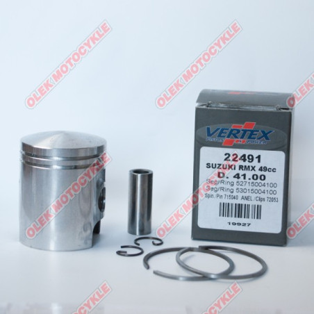VERTEX stūmoklis SUZUKI RMX 50 (RMX50), LT 50 QUADRUNNER, MORINI pirštas 12mm (žiedai 53015004175 X 1, 52715004175 X 1) (41,75mm