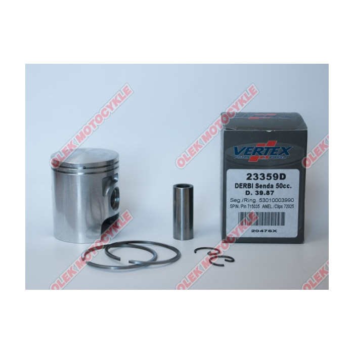 VERTEX stūmoklis DERBI SENDA 50 (39,84mm) (žiedai 53010003990 x 2 vnt.)