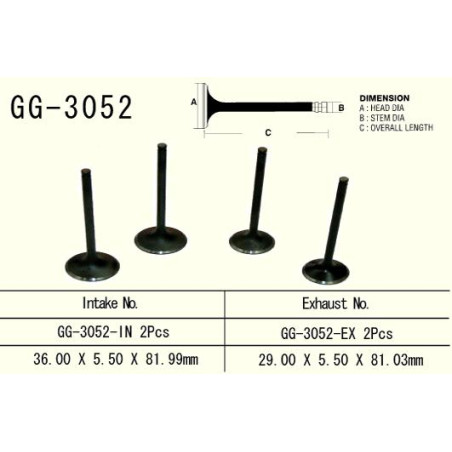 VESRAH intake valve SUZUKI LTR 450 '06-'14 (for 2 engines) titanium (OEM: 12911-45G00) (1pc.) (MADE IN JAPAN)