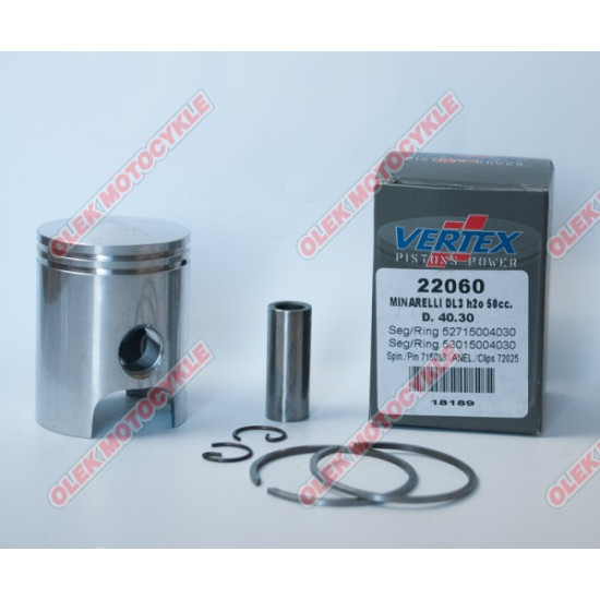 VERTEX piston MINARELLI 50,WATER COOLED 40.80 mm (+0.50 mm) (rings 53015004080 X 1, 52715004080 X 1)