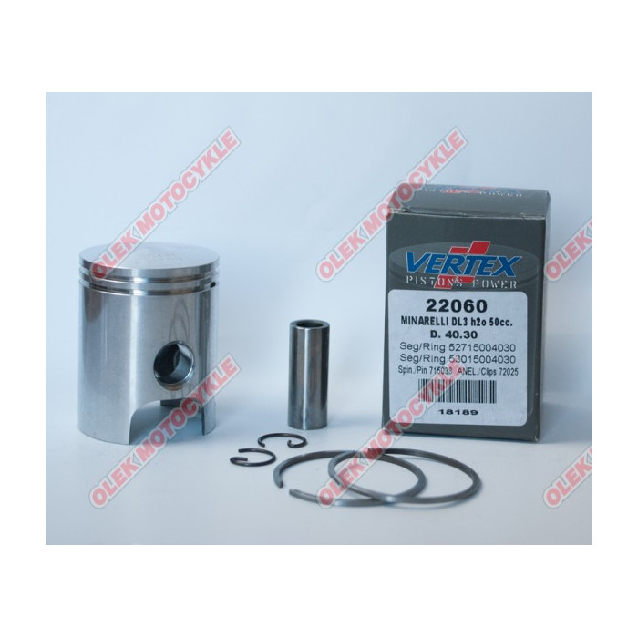 VERTEX Piston Minarelli 50, Water Cooled, 40,30 mm (NOM) (rings 53015004030 x 1, 52715004030 x 1)