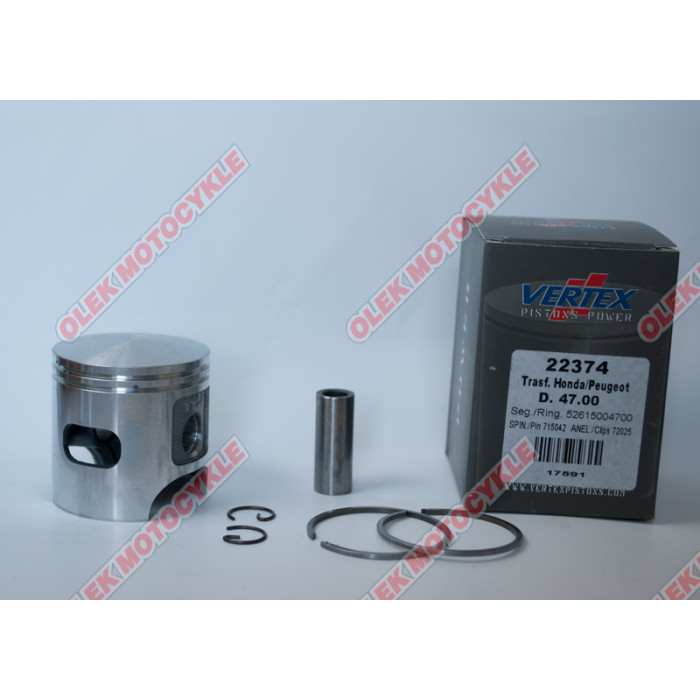 VERTEX piston TOP PERFORMANCES HONDA,PEUGEOT 47.40 mm pin 12mm