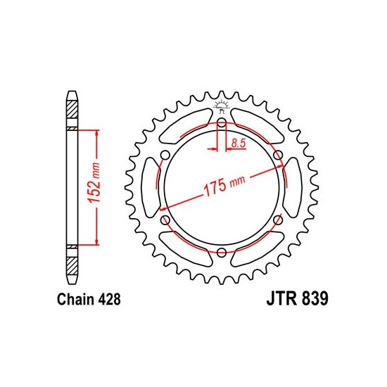 Yamaha DT 125, WR 125 rear sprocket