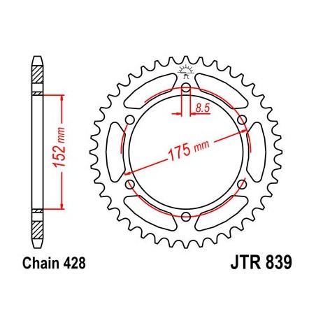 Yamaha DT 125, WR 125 rear sprocket