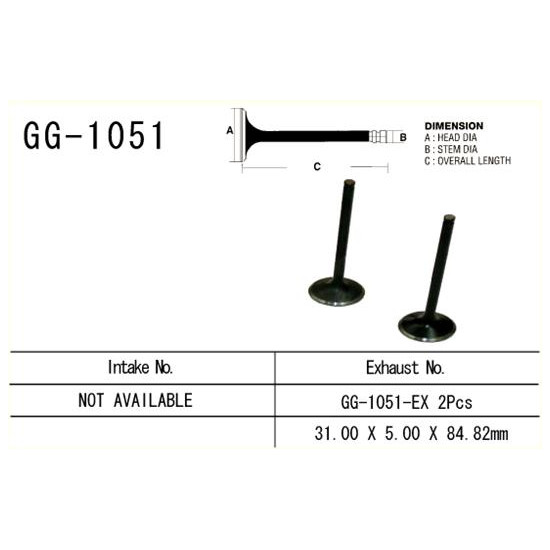 VESRAH exhaust valve HONDA CRF 450R '02-'07 (31.0X5.0X84.82 mm) (OEM: 14721-MEB-670) (1pc.) (MADE IN JAPAN)