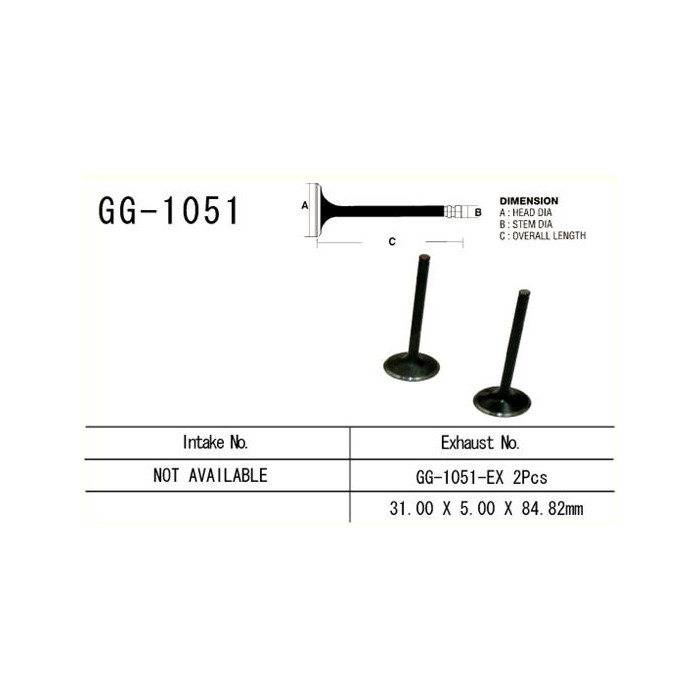 VESRAH Exhaust valve HONDA CRF 450R '02 -'07 (31,0x5,0x84,82 mm) (OEM: 14721-MEB-670) (1pcs.) (MADE IN JAPAN)