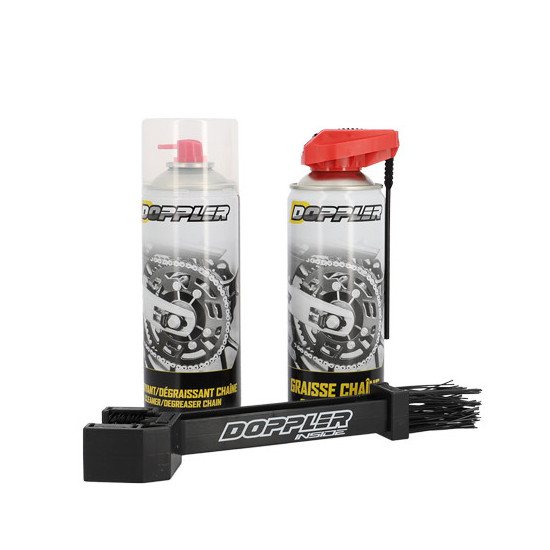 CHAIN MAINTENANCE PACK DOPPLER - CONTENTS: CLEANER + CHAIN GREASE IN SPRAY CAN 400ml + BRUSH