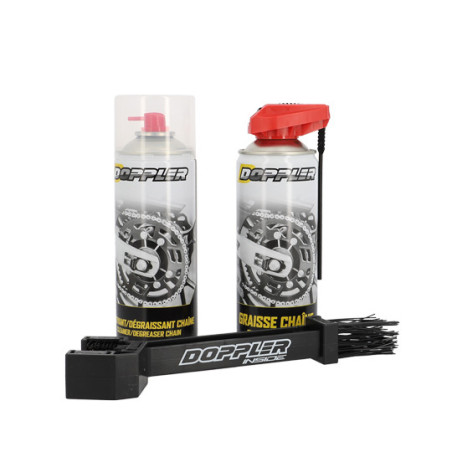 CHAIN MAINTENANCE PACK DOPPLER - CONTENTS: CLEANER + CHAIN GREASE IN SPRAY CAN 400ml + BRUSH