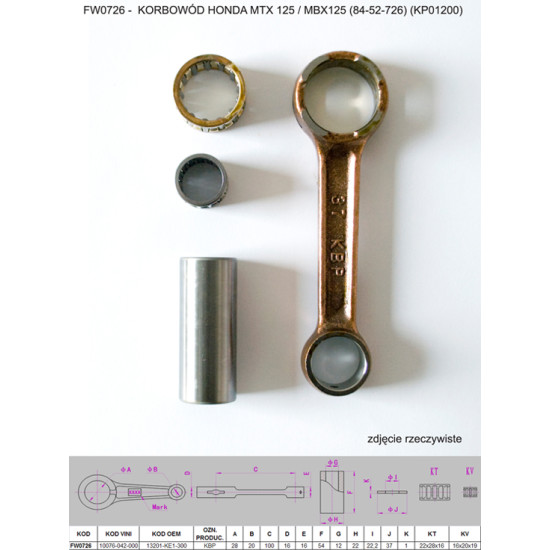 FLYWAY (PLATT) connecting rod HONDA MTX 125 / MBX125 (84-52-726) (KP01200)