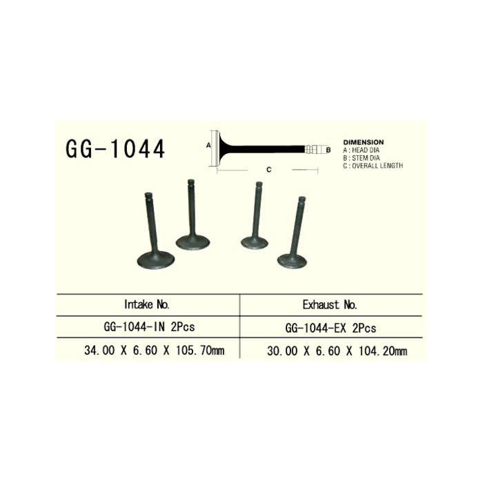 VESRAH Exhaust valve HONDA XL 600R '85 -'87 (30,0x6,6x10,2 mm) (OEM: 14721-MG2-790) (1pcs.) (MADE IN JAPAN)