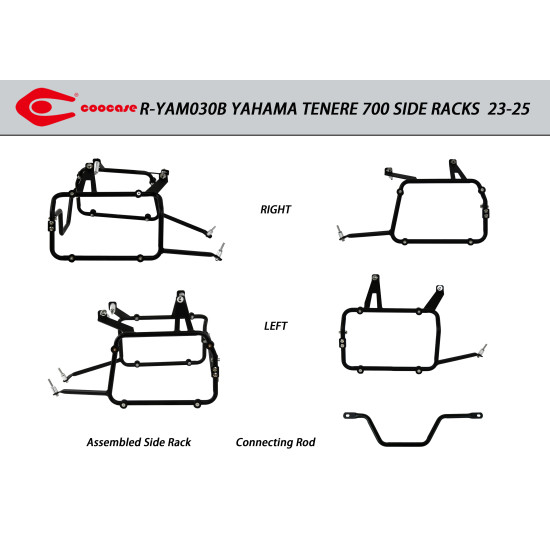 ZESTAW STELAŻY KUFER CENTRALNY + BOCZNE COOCASE YAMAHA TENERE 700 23-25 KUFRY BOCZNE SYMETRYCZNE