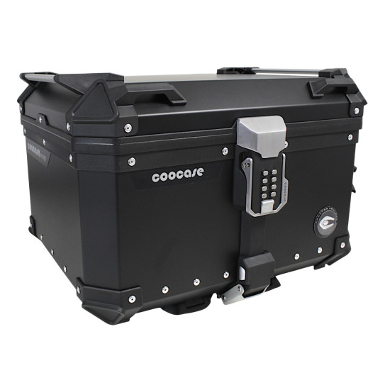 COOCASE 55L KEYLESS ALUMINUM TOP CASE WITH EXTENDABLE BACKREST, BLACK