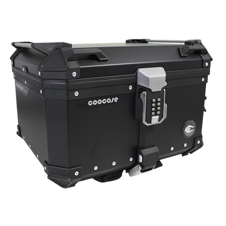COOCASE 55L KEYLESS ALUMINUM TOP CASE WITH EXTENDABLE BACKREST, BLACK
