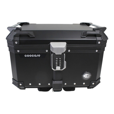 COOCASE 55L KEYLESS ALUMINUM TOP CASE WITH EXTENDABLE BACKREST, BLACK