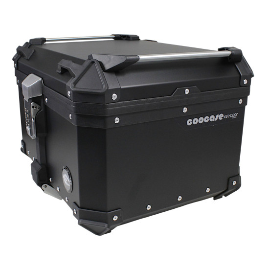 COOCASE 55L KEYLESS ALUMINUM TOP CASE WITH EXTENDABLE BACKREST, BLACK