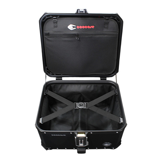 KUFER CENTRALNY ALUMINIOWY COOCASE 55L KEYLESS Z WYSUWANYM OPARCIEM CZARNY