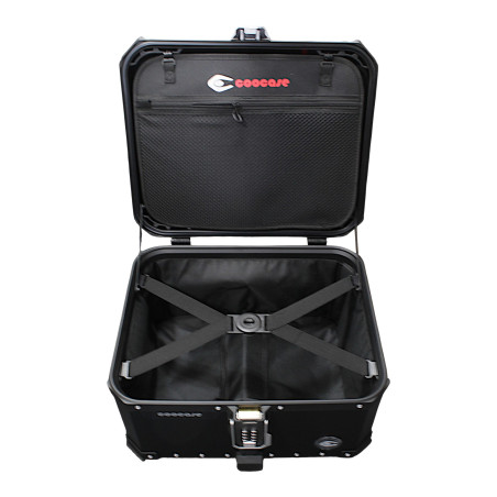 KUFER CENTRALNY ALUMINIOWY COOCASE 55L KEYLESS Z WYSUWANYM OPARCIEM CZARNY