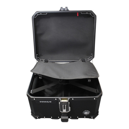 COOCASE 55L KEYLESS ALUMINUM TOP CASE WITH EXTENDABLE BACKREST, BLACK