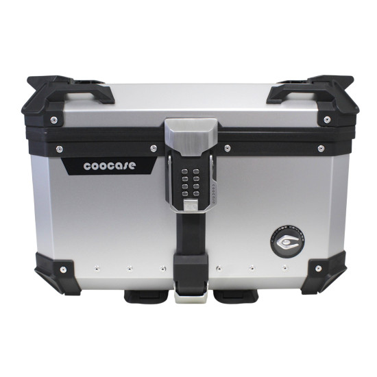 KUFER CENTRALNY ALUMINIOWY COOCASE 55L KEYLESS Z WYSUWANYM OPARCIEM SREBRNY