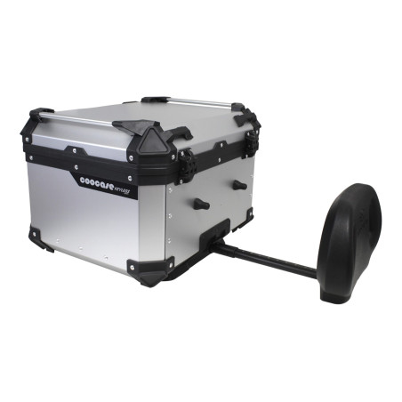 KUFER CENTRALNY ALUMINIOWY COOCASE 55L KEYLESS Z WYSUWANYM OPARCIEM SREBRNY