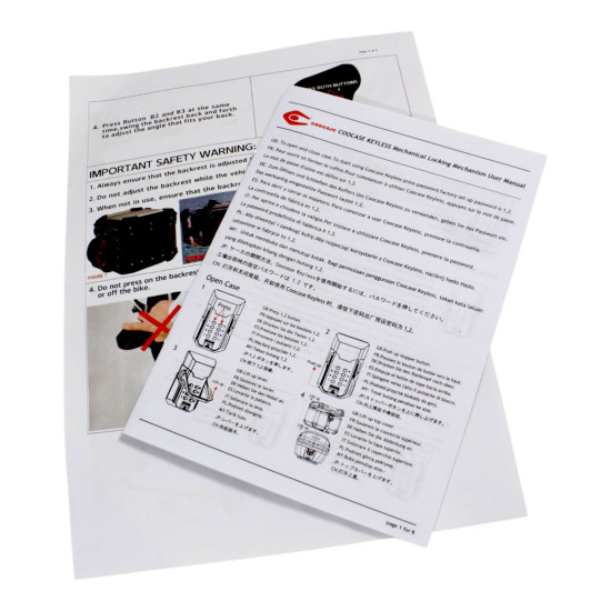 KUFER CENTRALNY ALUMINIOWY COOCASE 55L KEYLESS Z WYSUWANYM OPARCIEM SREBRNY