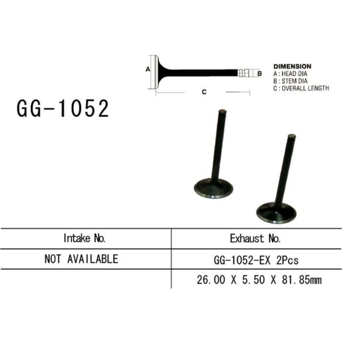VESRAH Exhaust valve HONDA CRF 250R '04 -'09, CRF 250x '04 -'17 (OEM: 14721-KRN-670) (1pcs) (Made in Japan)