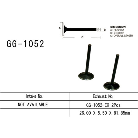 VESRAH Exhaust valve HONDA CRF 250R '04 -'09, CRF 250x '04 -'17 (OEM: 14721-KRN-670) (1pcs) (Made in Japan)