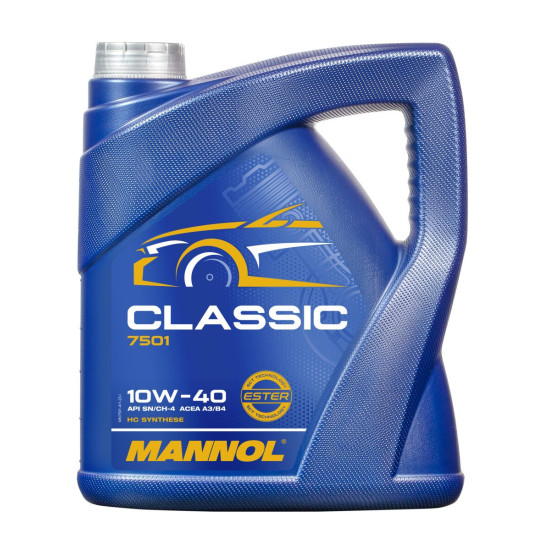 MANNOL 10W40 4T CLASSIC pusiau sintetinė variklio alyva, 4 l, skirta lengviesiems automobiliams