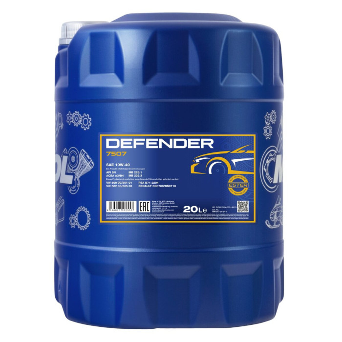 MANNOL 10W40 4T DEFENDER SEMI-SYNTHETIC ENGINE OIL 20L PASSENGER CARS