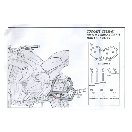 „COOCASE“ VARIKLIO APSAUGOS BMW R1300GS 24-25 APATINIS