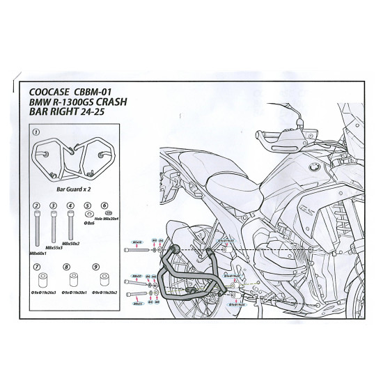 „COOCASE“ VARIKLIO APSAUGOS BMW R1300GS 24-25 APATINIS