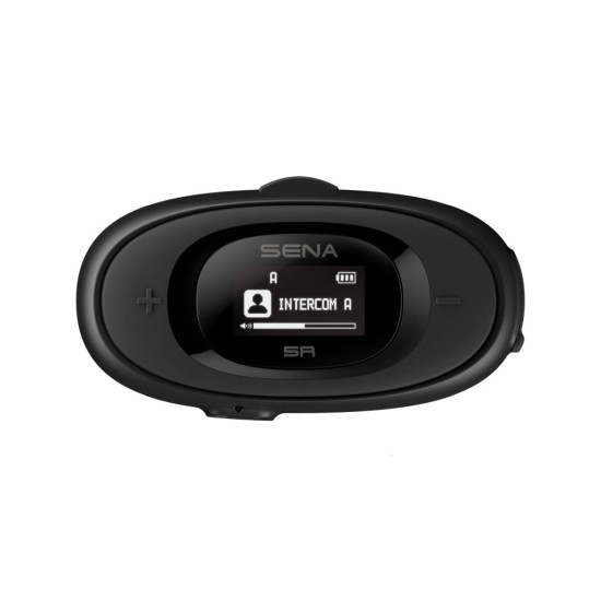SENA 5R „BLUETOOTH 5.1“ MOTOCIKLŲ INTERKOMAS IKI 700 M SU LCD EKRANU, HD GARSIAKALBIAIS IR UNIVERSALIU MIKROFONŲ RINKINY