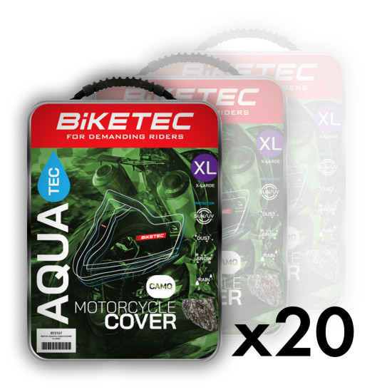 BIKETEC PAKIET 20 SZTUK POKROWCÓW (POKROWIEC) WODOODPORNYCH AQUATEC NA MOTOCYKL KOLOR CZARNY / SZARY ROZMIAR S