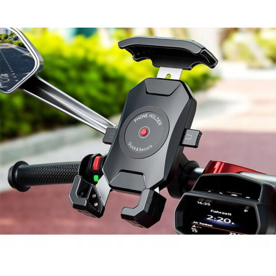 BIKETEC REKLAMINIS MOTOCIKLO TELEFONO LAIKIKLIS, TVIRTINAMAS ANT VAIRO ARBA VEIDRODĖLIO. TIPAS: R15-METALAS (K)